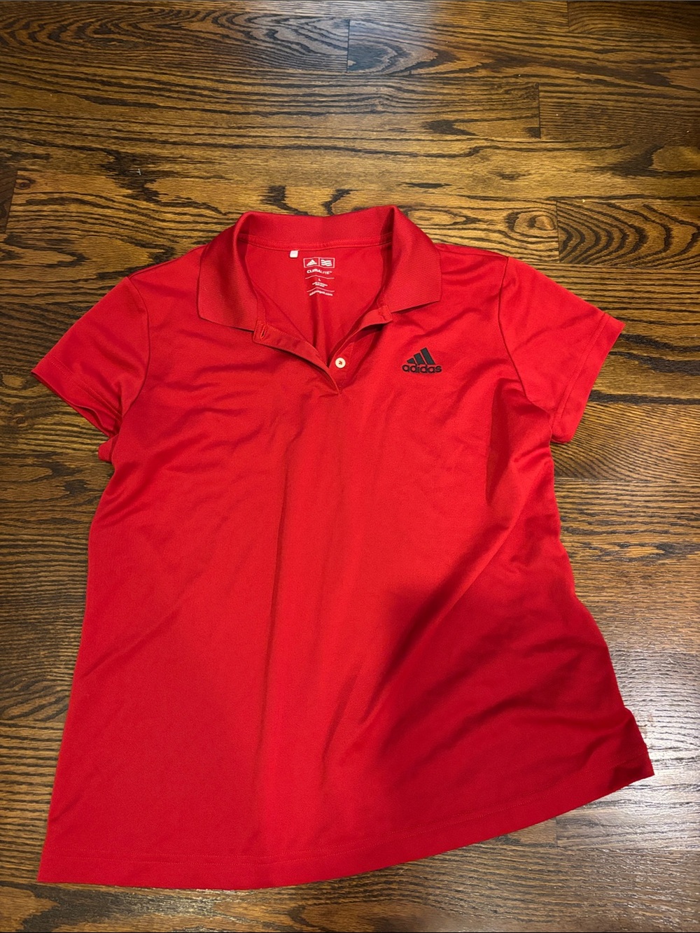 adidas Red Short-Sleeve Polo with Black Logo